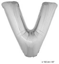 Letterballon V Zilver