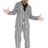 Beetlejuice Boss Zwart Wit Gestreept Man Kostuum