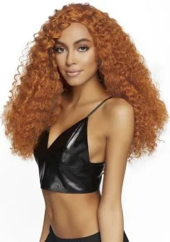 Verstelbare Bruine Kroes Pruik