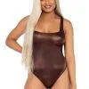 Bronzen Spandex String Bodysuit Vrouw