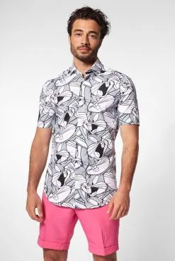 Whats Up Doc Bugs Bunny Blouse Zwart Wit Man -Muziek & Popsterren Winkel osss 1006 4 14