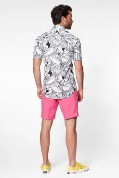 Whats Up Doc Bugs Bunny Blouse Zwart Wit Man -Muziek & Popsterren Winkel osss 1006 5 14