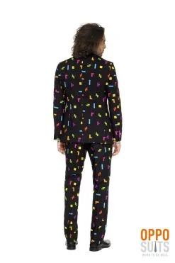 Kleurig Tetris Blokken Computerspel Man Kostuum -Muziek & Popsterren Winkel osui 0081 03 12