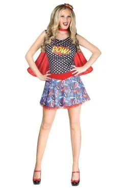 Roy Liechtenstein Strip Superheldin Vrouw Kostuum