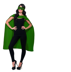 Groene Cape En Oogmasker Superheld Kostuum -Muziek & Popsterren Winkel smf2018 44949 3 14
