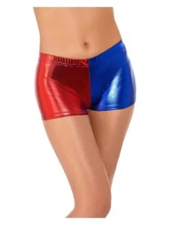 Korte Rood Blauwe Harley Quinn Shorts Vrouw