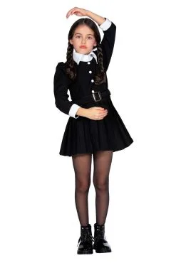 Wednesday Addams Eerste Dag Op School Meisje Kostuum